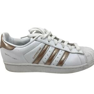 ADIDAS Superstar Low Top Sneakers Shoes White Metallic Rose Gold Women’s Sz 6.5